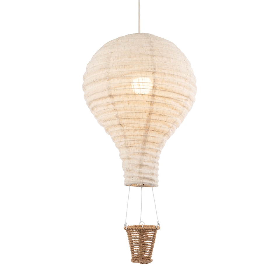 image 1 of Modern Hot Air Balloon Oatmeal Linen Easy Fit Pendant Lighting Shade