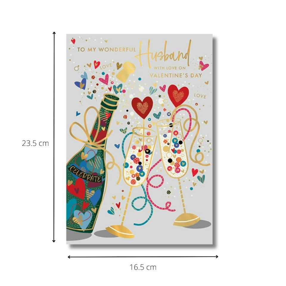 image 1 of Words 'n' Wishes Valentine’s Day Card for Husband, 23.5 x 16.5 cm, Multicoloured, UK-Made, FSC Certified