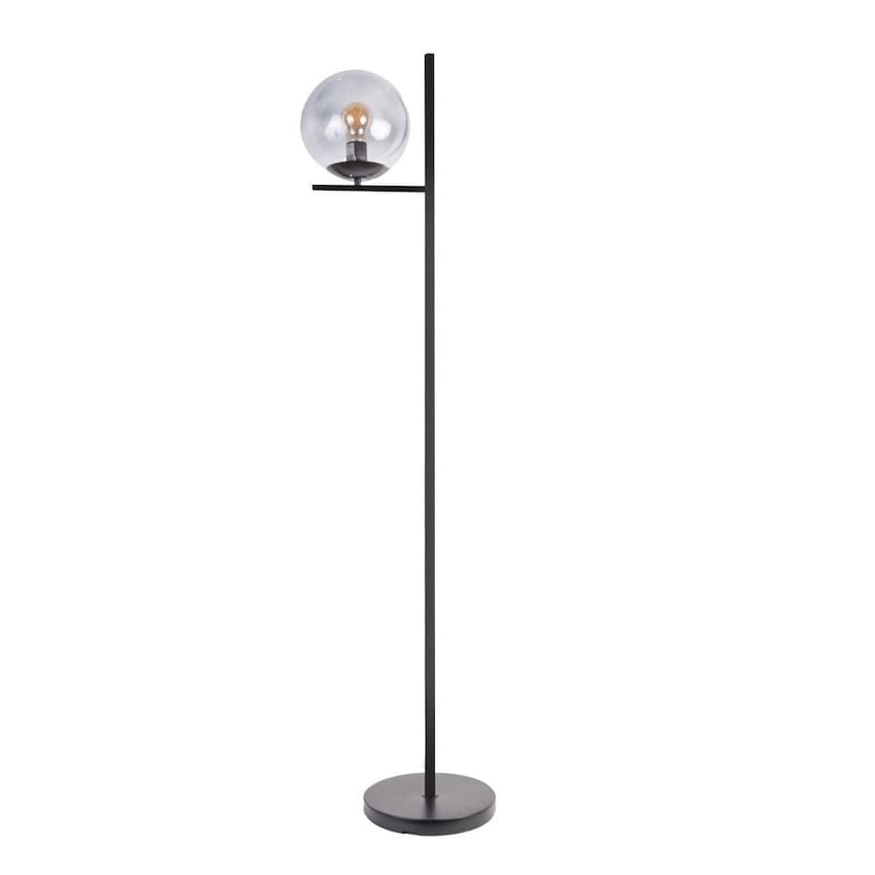 image 1 of ValueLights Clarke Matte Black Floor Lamp and Bulb