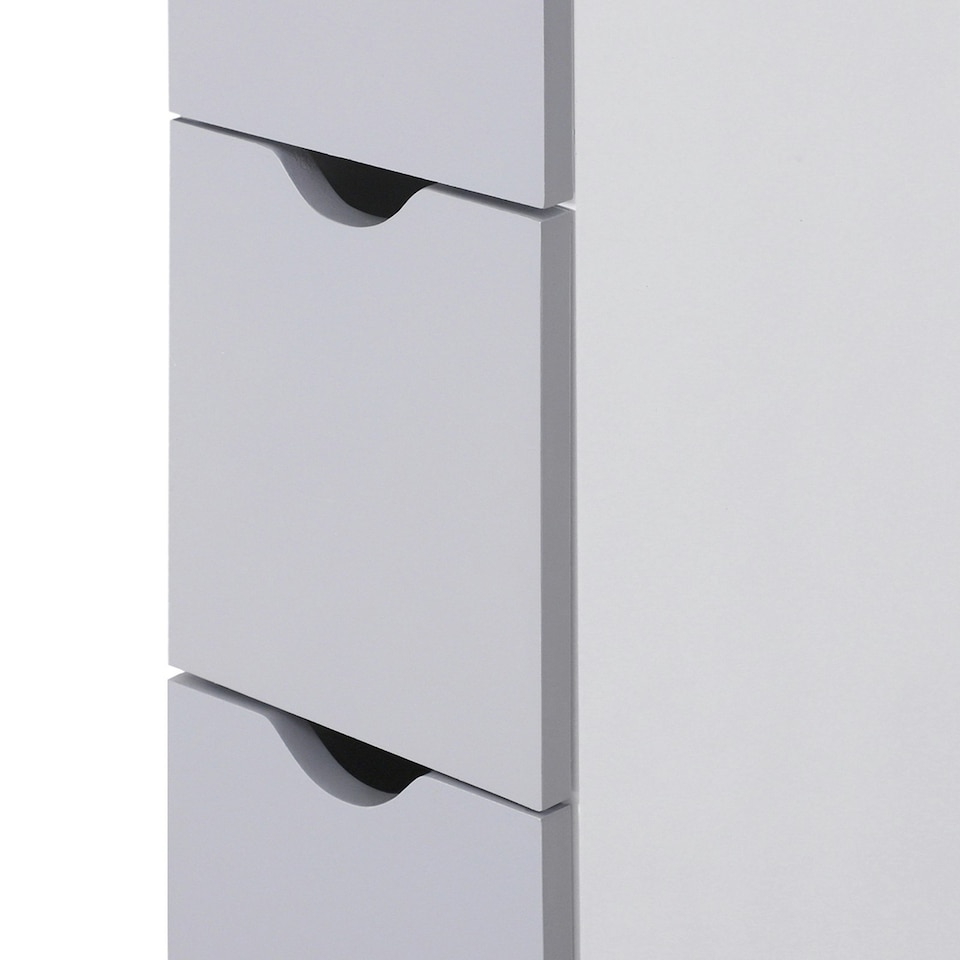 image 1 of HOMCOM Tall Bathroom Storage Cabinet with Shelf and Drawers, White, Grey