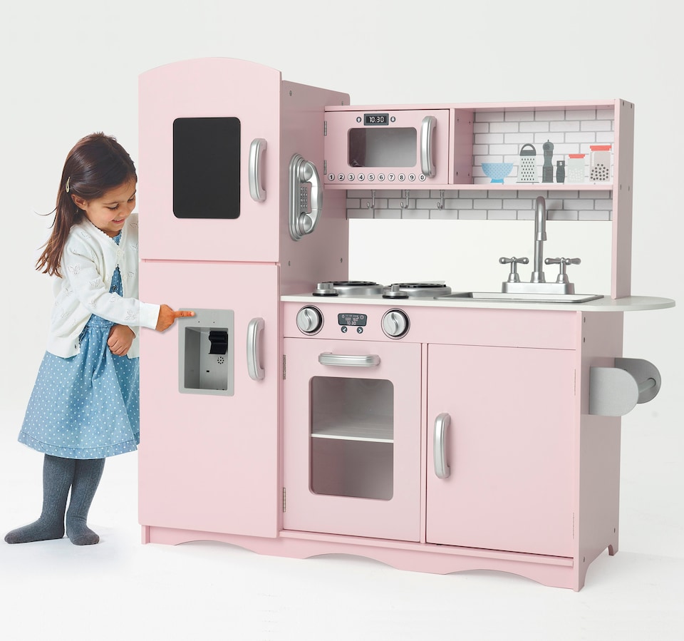 image 1 of Kidoz Signature Wooden Play Kitchen - Role Play Kitchen - Pink | Pink