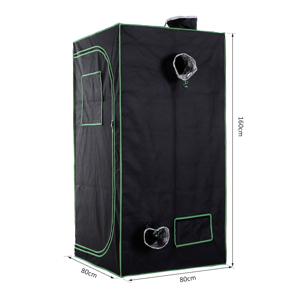 image 1 of Outsunny Mylar Hydroponic Grow Tent w Floor Tray for Indoor Plant 80x80x160cm