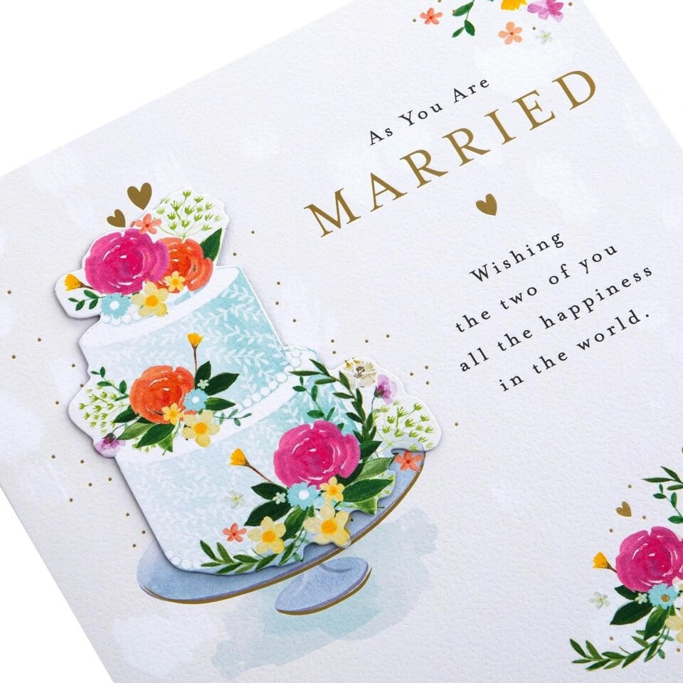 image 1 of Cake & Flowers Design Wedding Congratulations Card