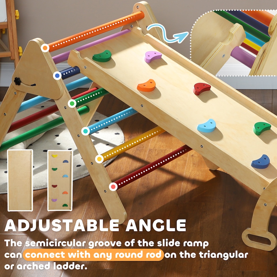 image 1 of AIYAPLAY 5-in-1 Toddler Climbing Frame with Ramp, Arch, for 18-48 Months