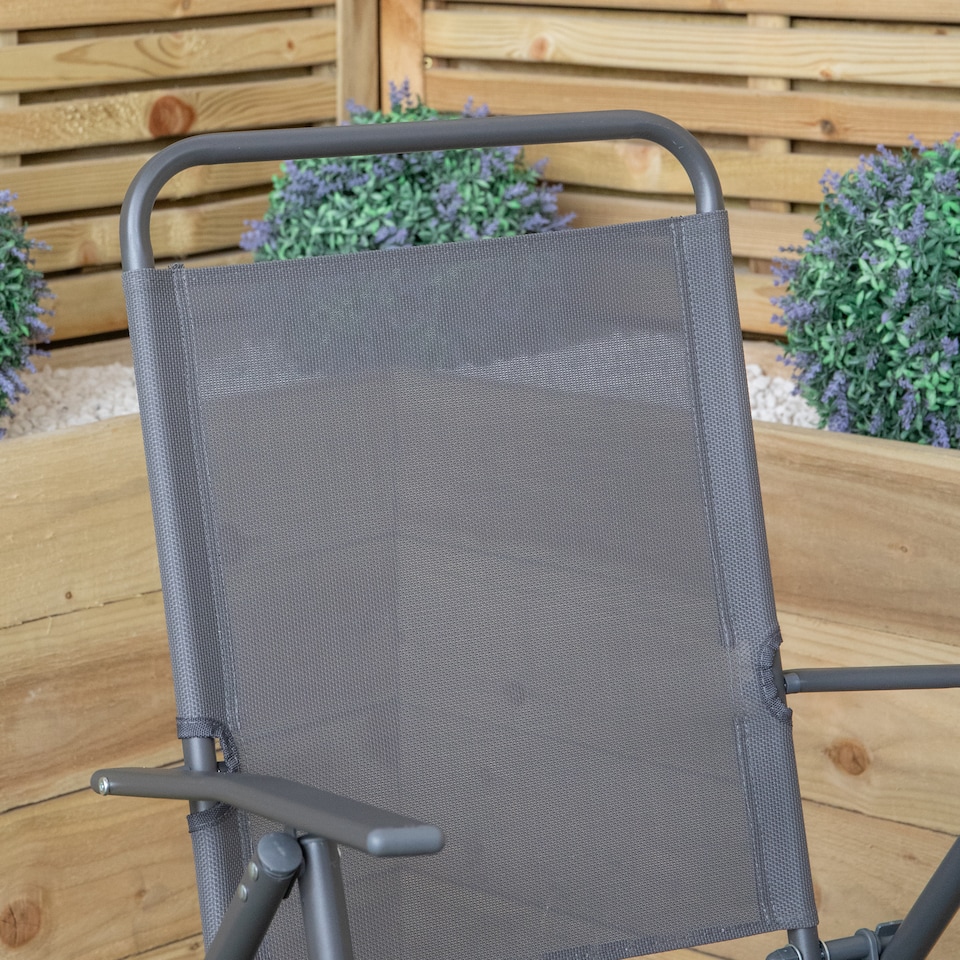 image 1 of Set of 4 Outdoor Multi-Position Textoline Garden Chairs in Grey