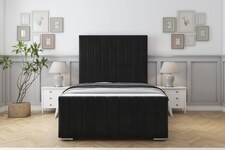 Sloomy California Black Plush Bed Frame With 50" Upholstered Headboard 5' King