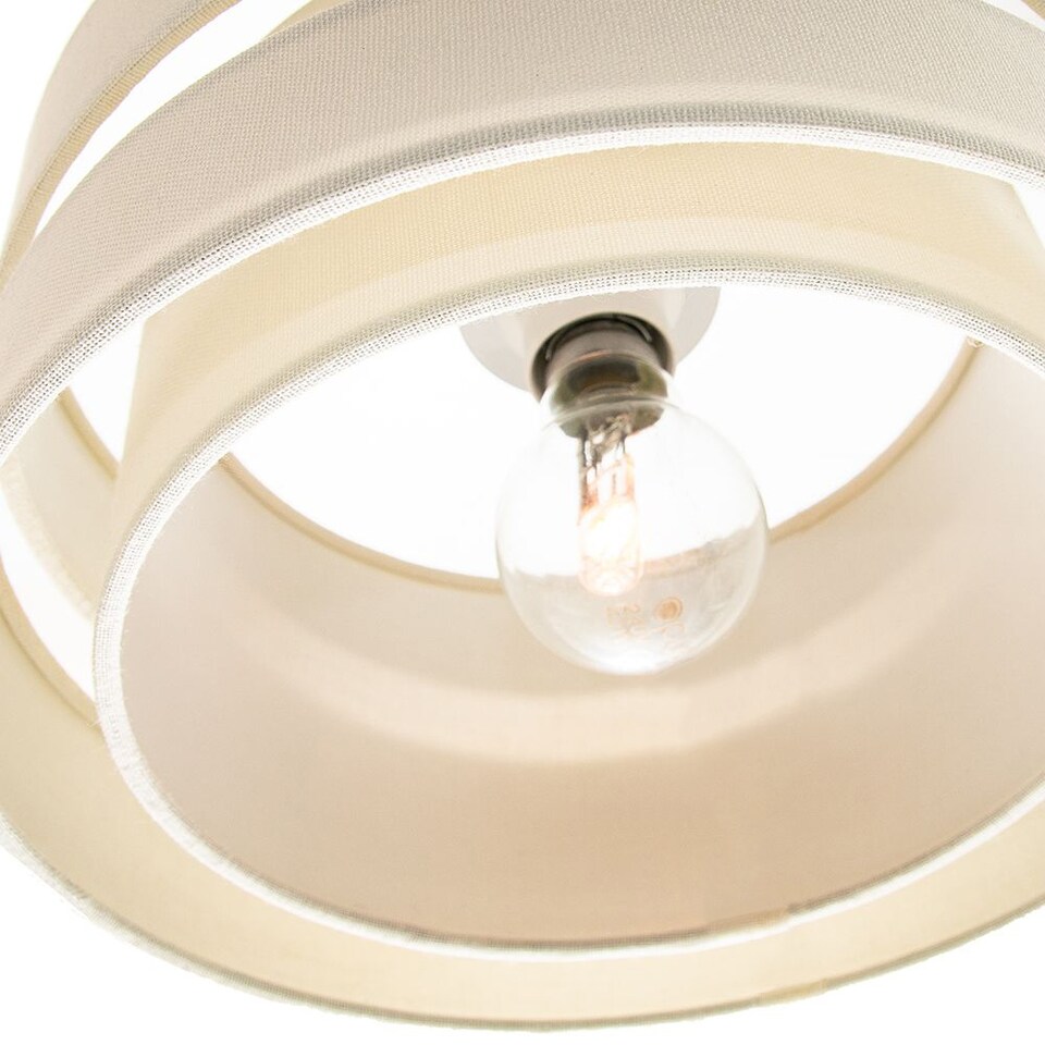 image 1 of Contemporary Quality Cream Linen Fabric Triple Tier Ceiling Pendant Light Shade | Cream