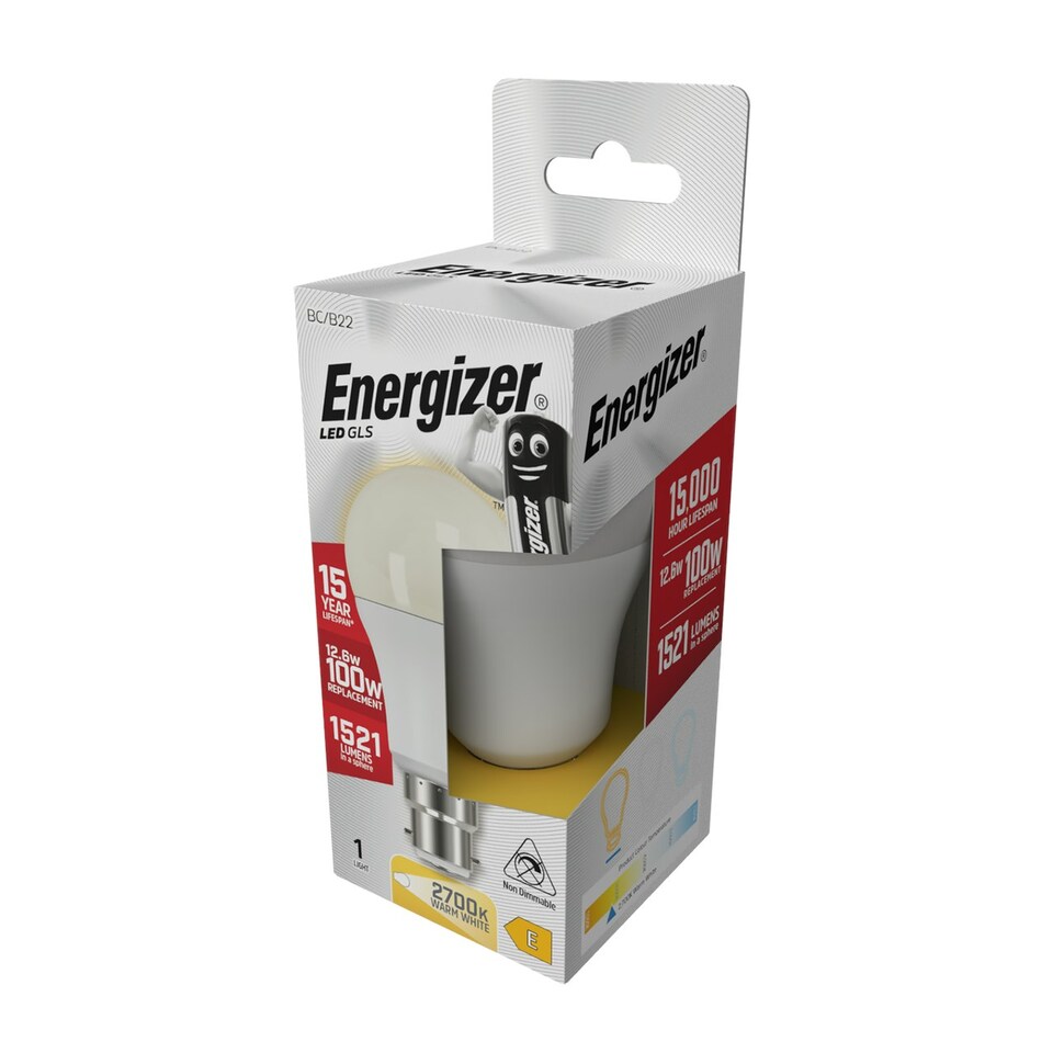 image 1 of Energizer LED GLS B22 1521lm 12.6W 2700K (Warm White) - Pack of 3