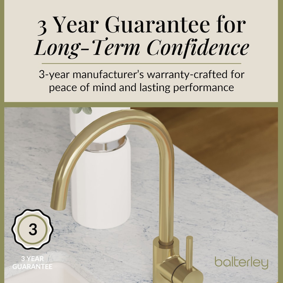 image 1 of Balterley Lacerta Kitchen Mono Mixer Tap with Single Lever Handle, High Curved Swivel Spout | Copper | Brushed Brass | 1