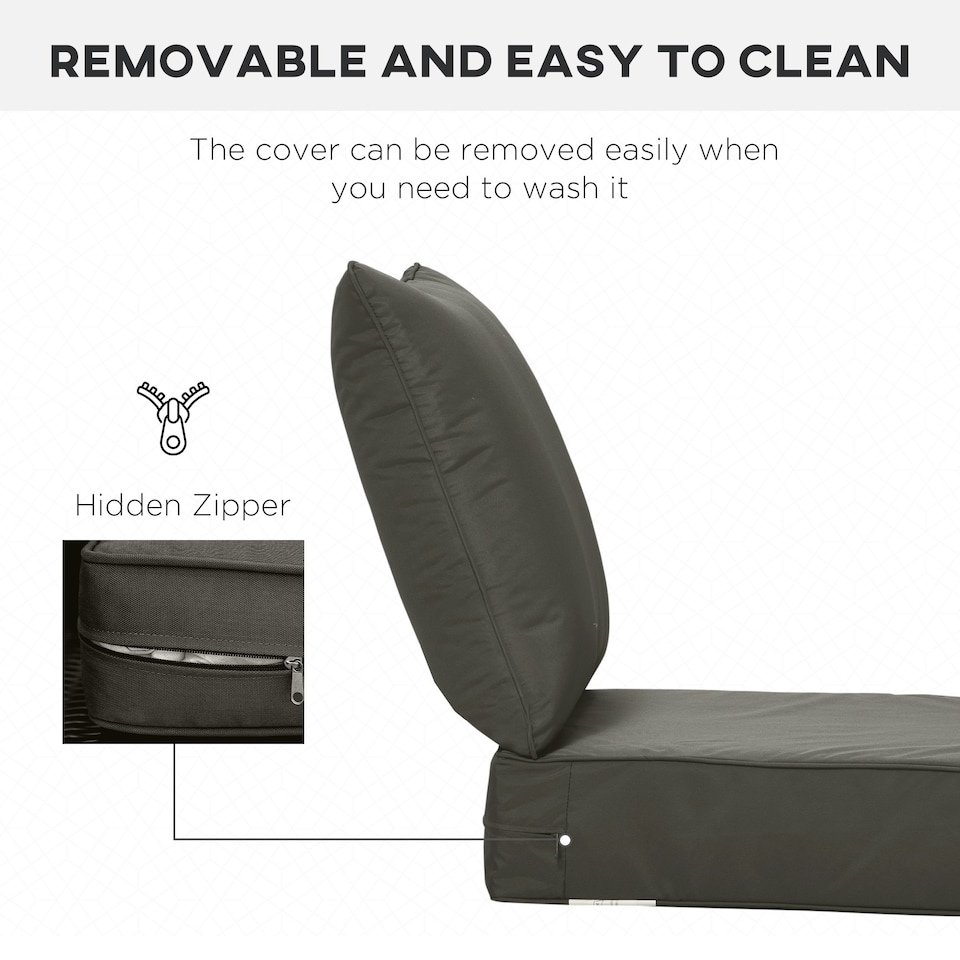 image 1 of Outsunny Outdoor Seat and Back Cushion Set,Olefin Patio Chair Cushion 