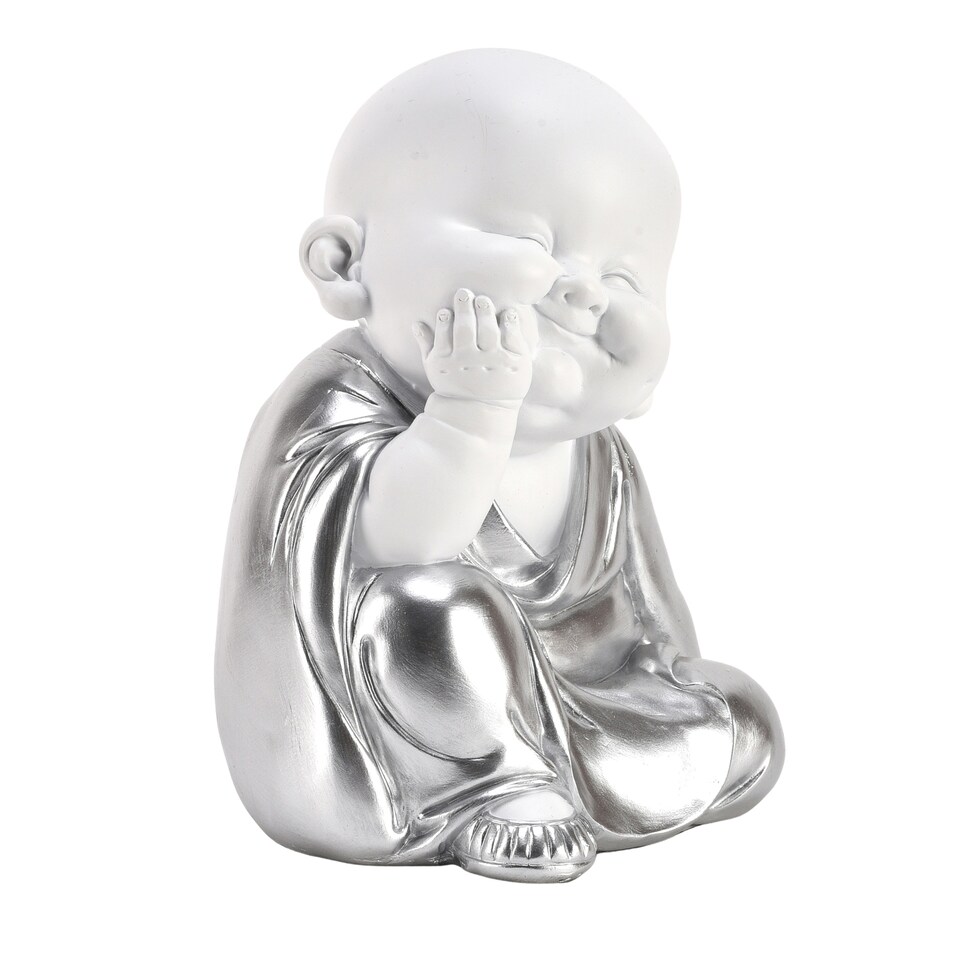 image 1 of Hestia White & Silver Buddha - Hand on Chin White | Silver