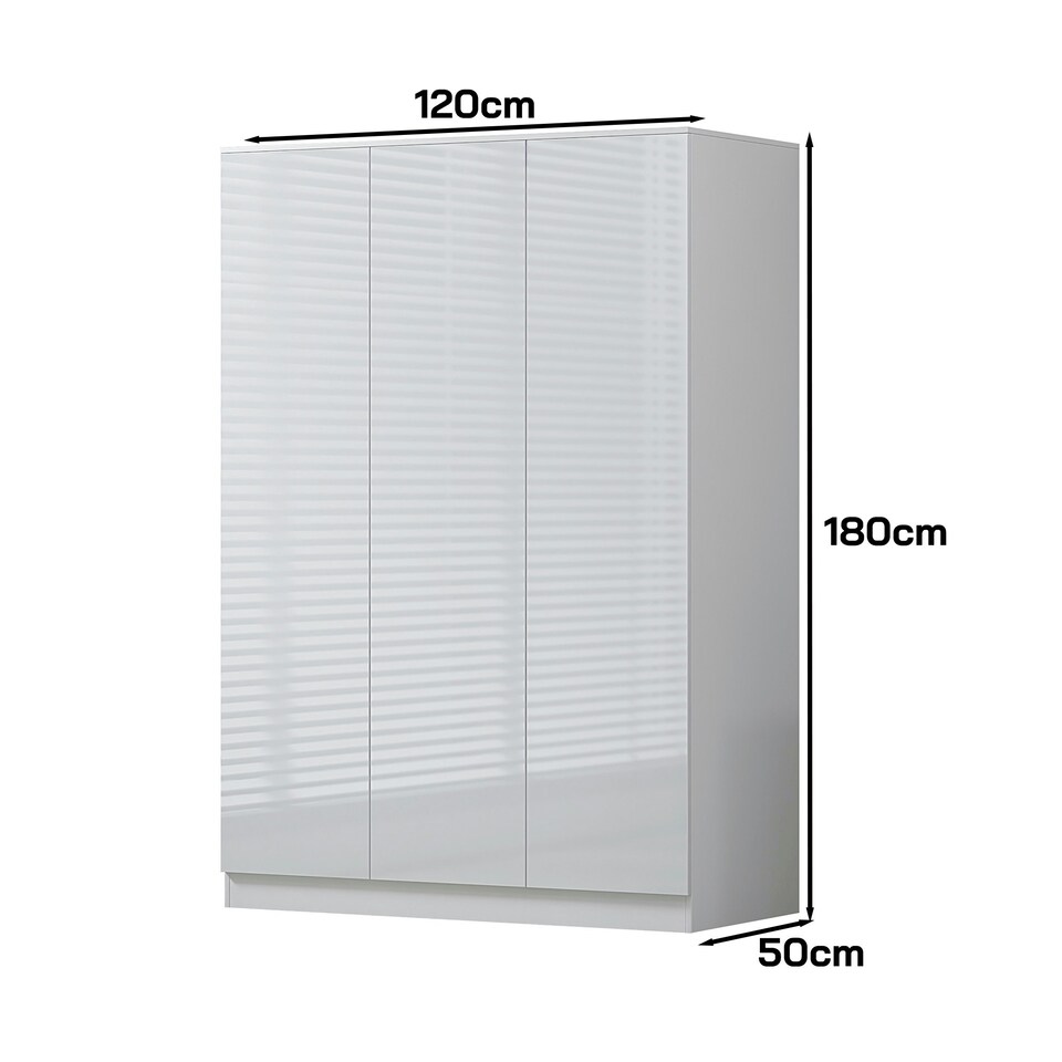 image 1 of FWStyle Stora 3 Door Wardrobe - White Gloss Front White