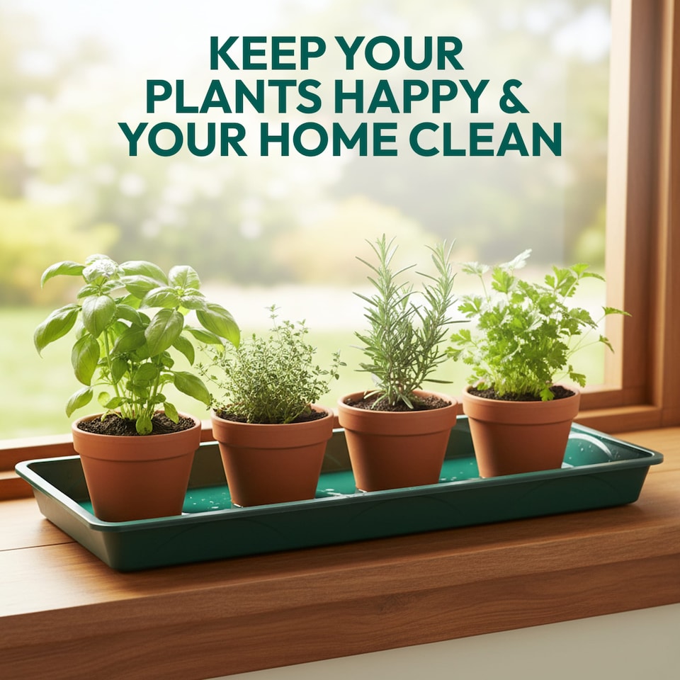 image 1 of 55cm Windowsill Plant Tray Plastic Drip Tray for Indoor Outdoor Plant Pots Pack of 9
