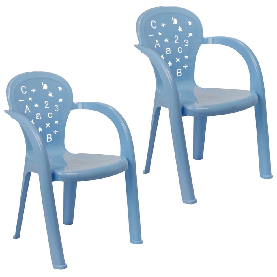 image 1 of Coloured Plastic Kids Chairs Stackable Nursery Indoor Outdoor Party Garden Play | Blue | 2 Pcs Blue | 2