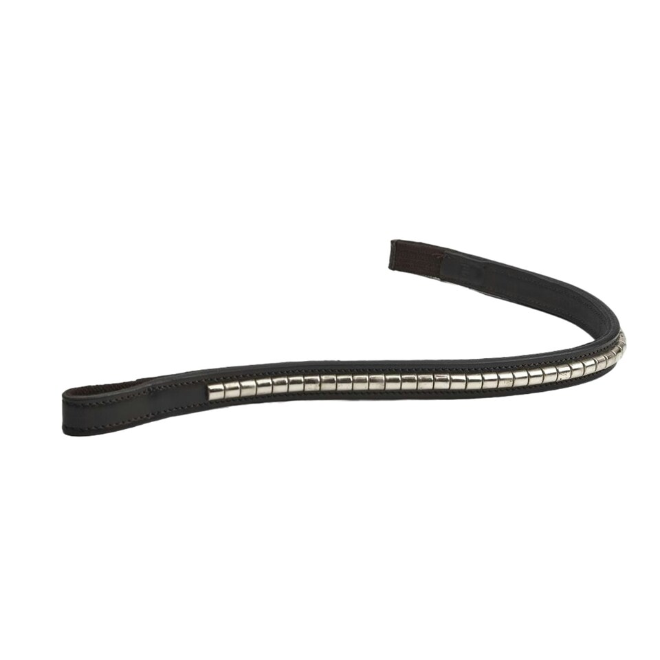 Velociti Rapida Leather Clincher Horse Browband - Black/Silver - Cob