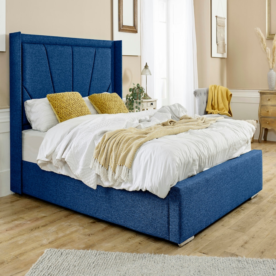 Harry Linen Superking Bed Frame - Blue