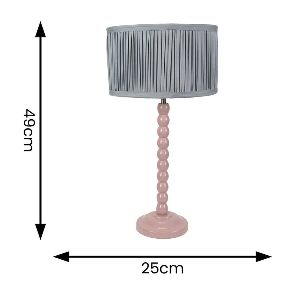 image 1 of ValueLights Bobbins Rose Table Lamp Pleat Powder Blue Shade and Bulb