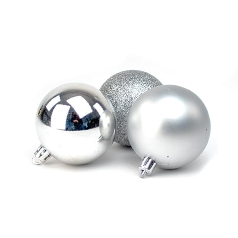 Silver Christmas Baubles Christmas Tree Decorations 6cm - Pack of 5
