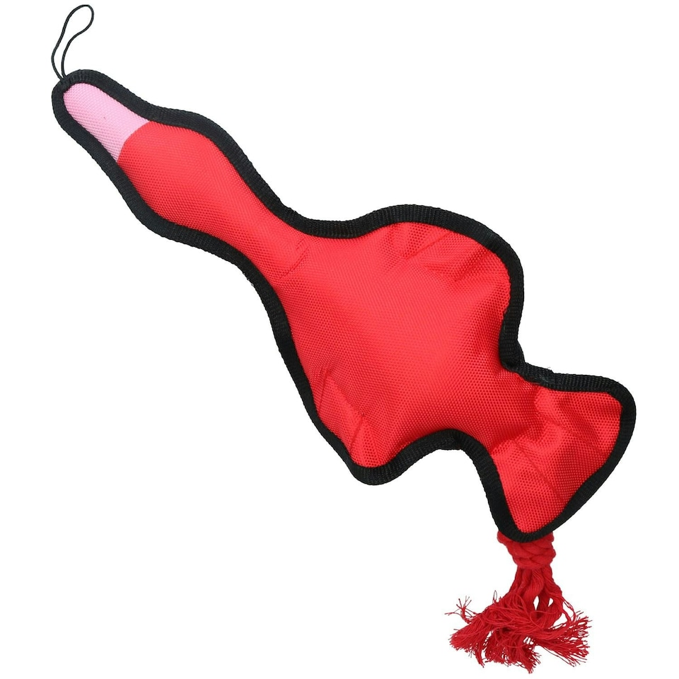 image 1 of Red Cross Tug Rope Duck Doy Play Toy With Squeak 40x18x6cm