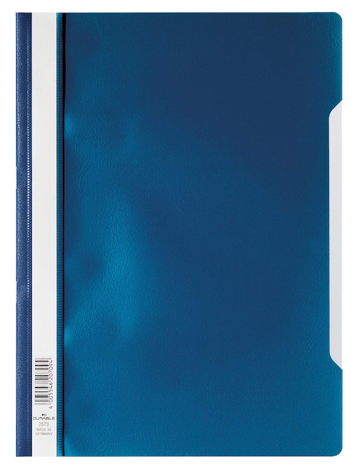 image 1 of Durable Clear View Project Folder Document Report File | 25 Pack | A4 Dark Blue | Blue