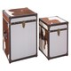 image 5 of Interiors By Premier Brown & White Genuine Cowhide Storage Trunk Set,Chest Boxes With Toggle Latches,Trunk With Real Leather Trim Brown