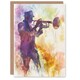 image 1 of Colourful Abstract Musician Shadow Portrait Him Her Birthday Card