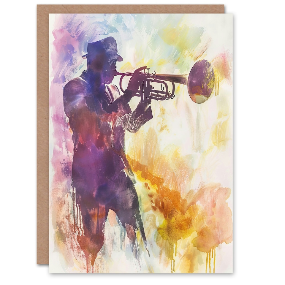 image 1 of Colourful Abstract Musician Shadow Portrait Him Her Birthday Card