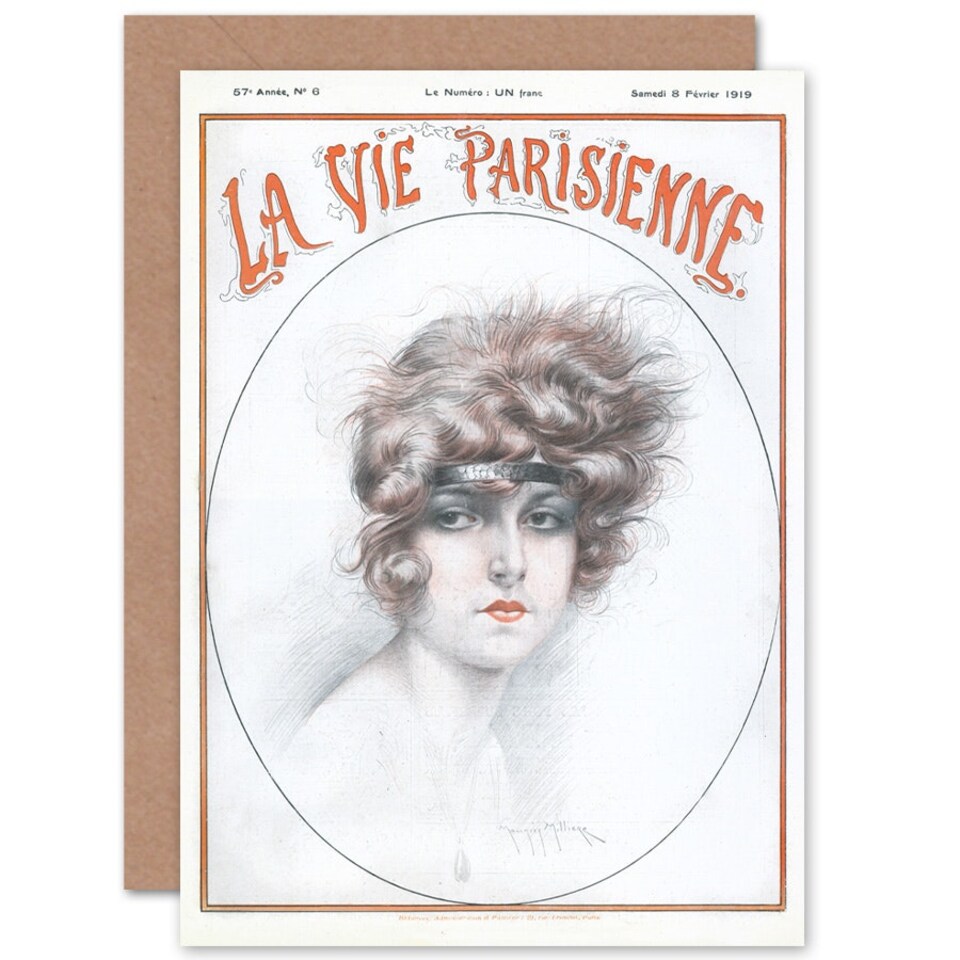 image 1 of La Vie Parisienne Woman Headband Magazine France Paris Card