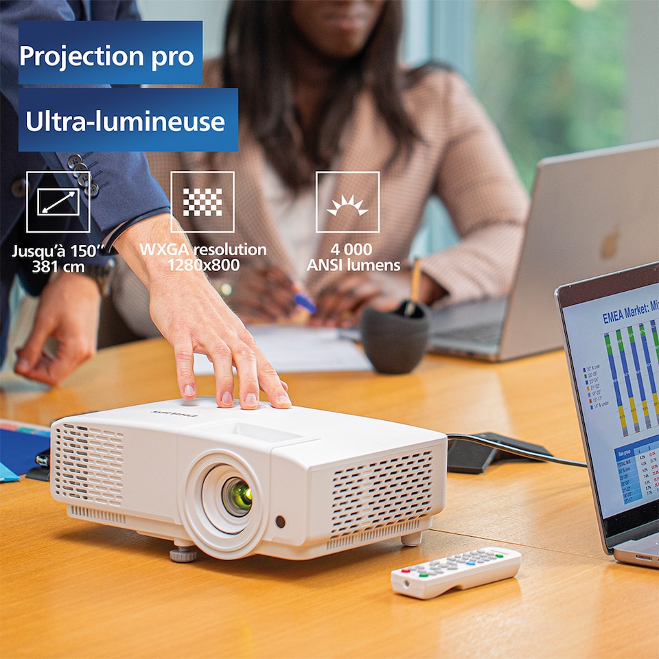 image 1 of Philips ProPix 650 Projector White- 150", Philips UHP lamp, WXGA resolution, 4000 ANSI lumens