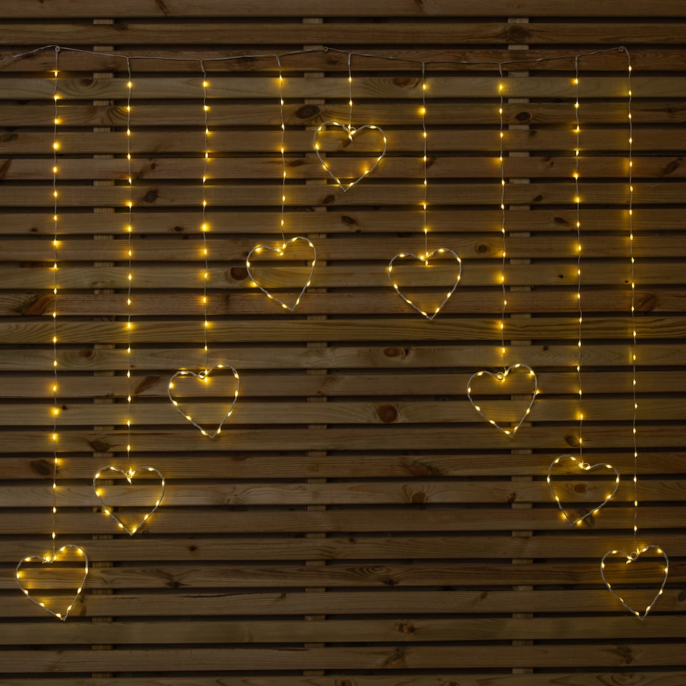 image 1 of 1.2 x 1.2m Light up Christmas Heart Curtain Lights with 229 Warm White LEDs