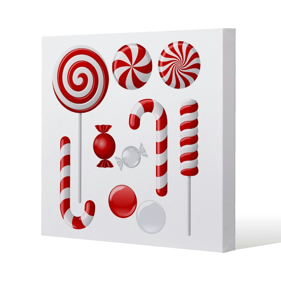 Different red and white candies (canvas) 90 x 90 x 4cm