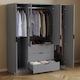 image 7 of Vida Designs Trega 4 Door 3 Drawer X-Large Mirrored Modern Wardrobe Unit, Grey