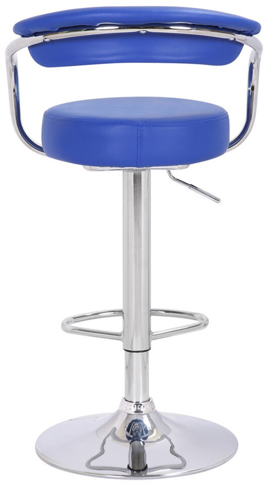 image 1 of Zenith Blue Bar Stool - Adjustable Faux Leather Seat with Chrome Finish