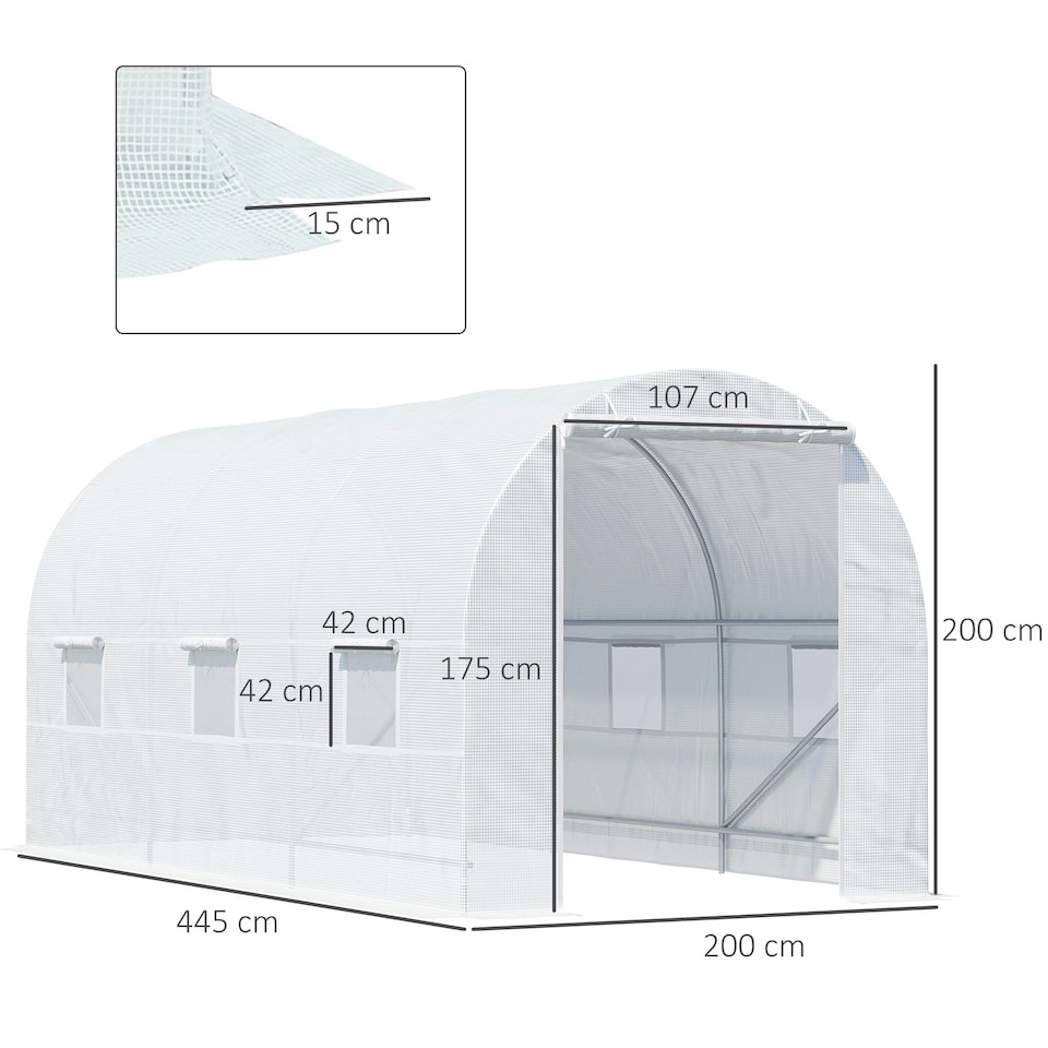 image 1 of Outsunny 4.5 x 2M Walk-in Polytunnel Greenhouse for Garden, Galvanised Steel