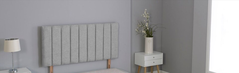 Silver Linen 9 Panel Headboard | Silver | 4FT6 Double 20"inch Headboard