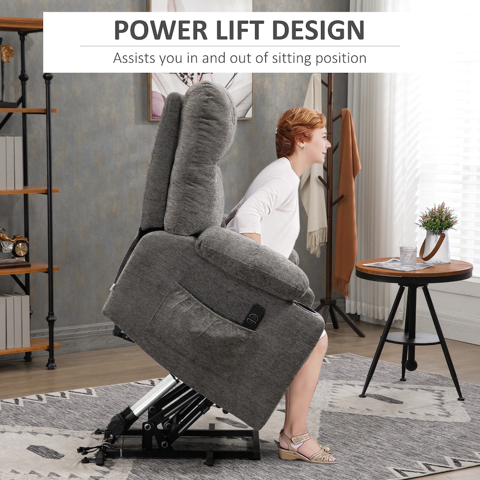 image 1 of HOMCOM Heavy Duty Riser and Recliner Chair Lift Chair for the Elderly, Grey