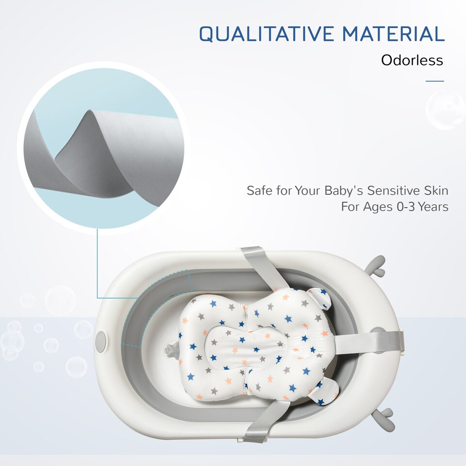 image 1 of HOMCOM Foldable Baby Bath Tub Ergonomic with Temperature-Induced Water Plug