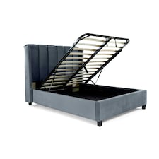 Aurora Grey Velvet Ottoman Bed And Signature Platinum 2000 Pocket Sprung Mattress King Size N/A