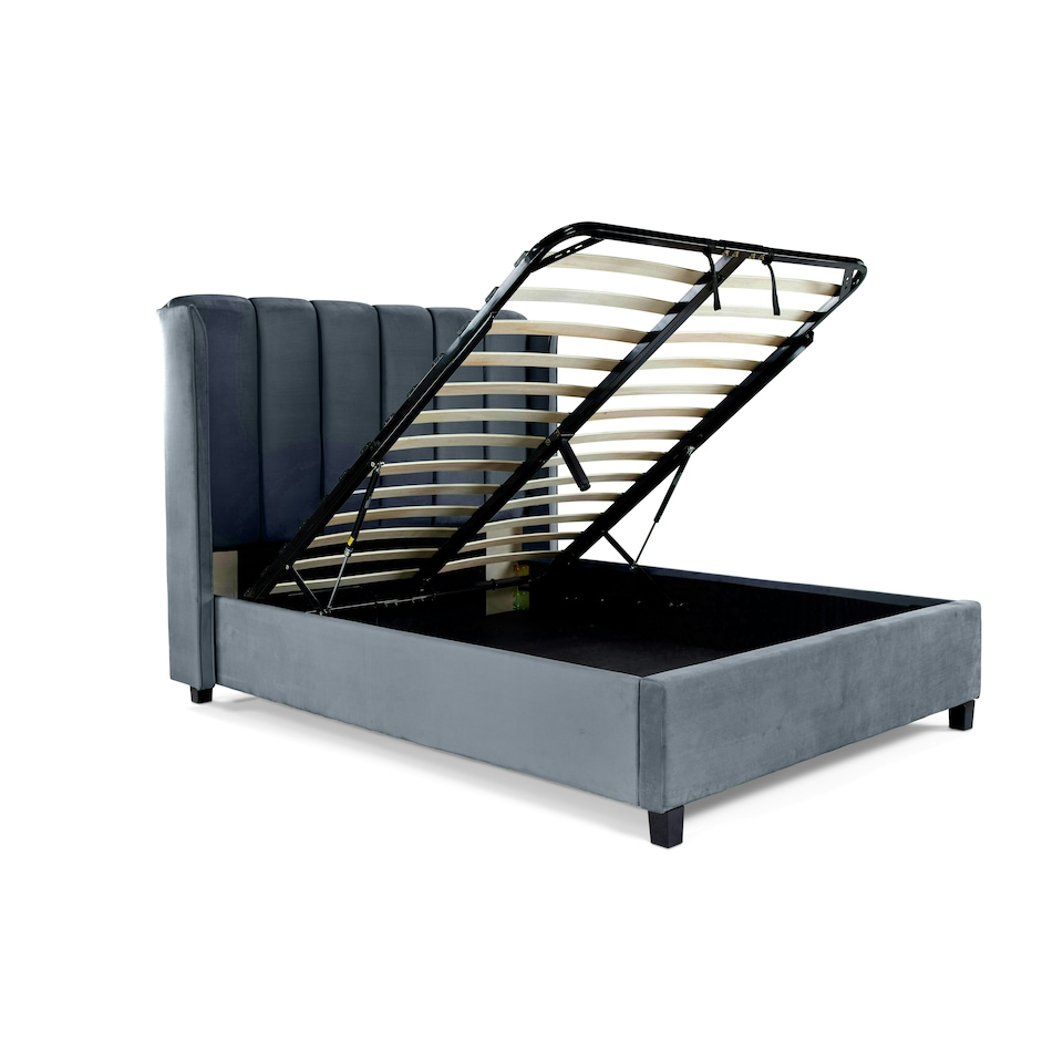 image 1 of Aurora Grey Velvet Ottoman Bed And Signature Platinum 2000 Pocket Sprung Mattress King Size N/A