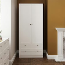 FWStyle Artus Shaker 2 Door 2 Drawer Combination Wardrobe Matt White White