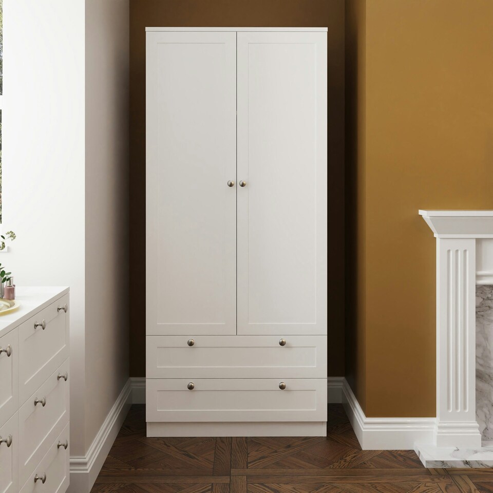 image 1 of FWStyle Artus Shaker 2 Door 2 Drawer Combination Wardrobe Matt White White