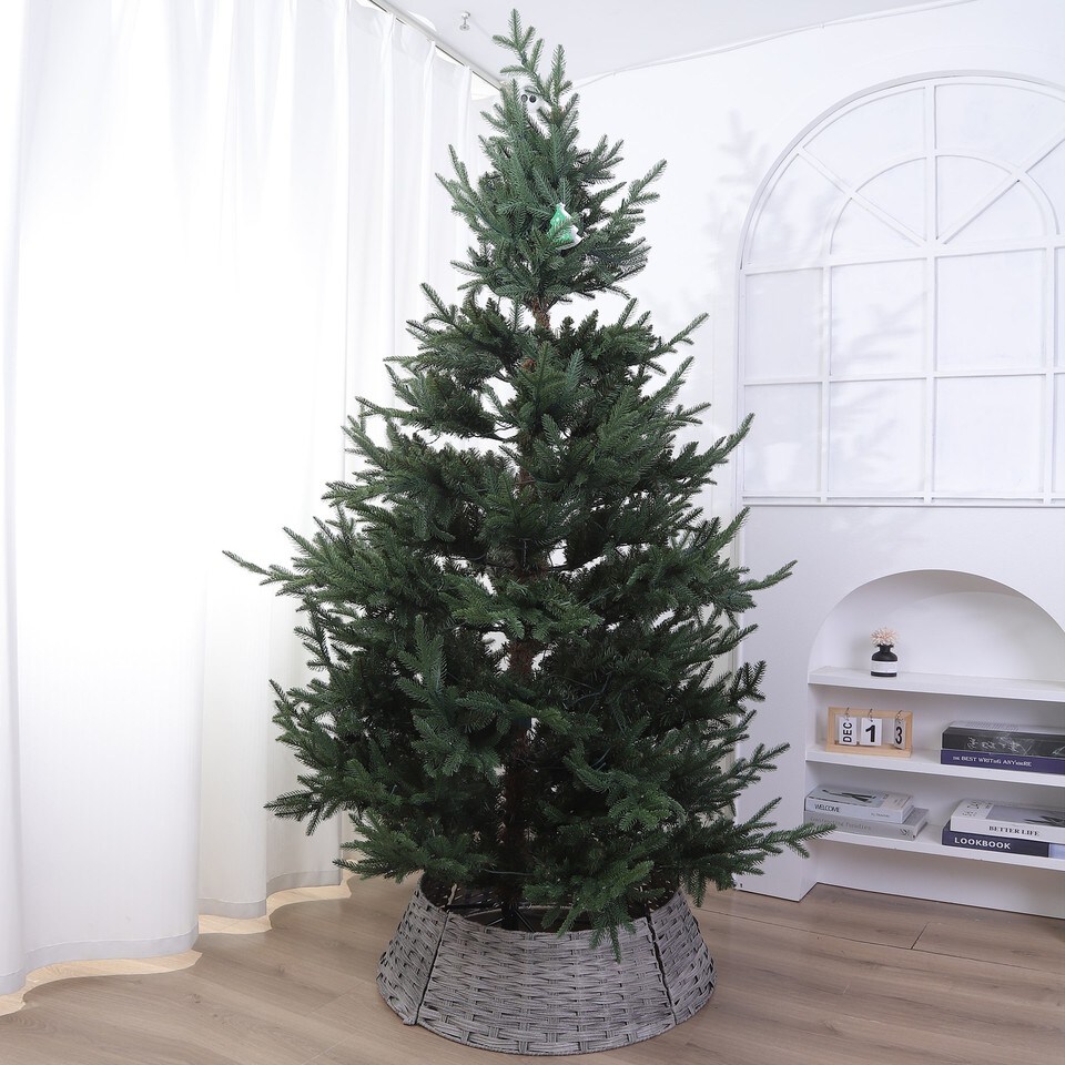 image 1 of 76cm Christmas Xmas Tree Skirt Round Decorative Festive Base Stand Cover 4 Pcs | Grey | Grey