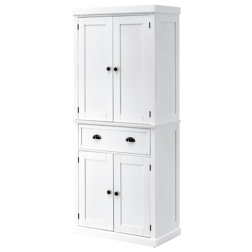 image 1 of HOMCOM Freestanding Kitchen Pantry Cupboard Storage Cabinet with Doors White