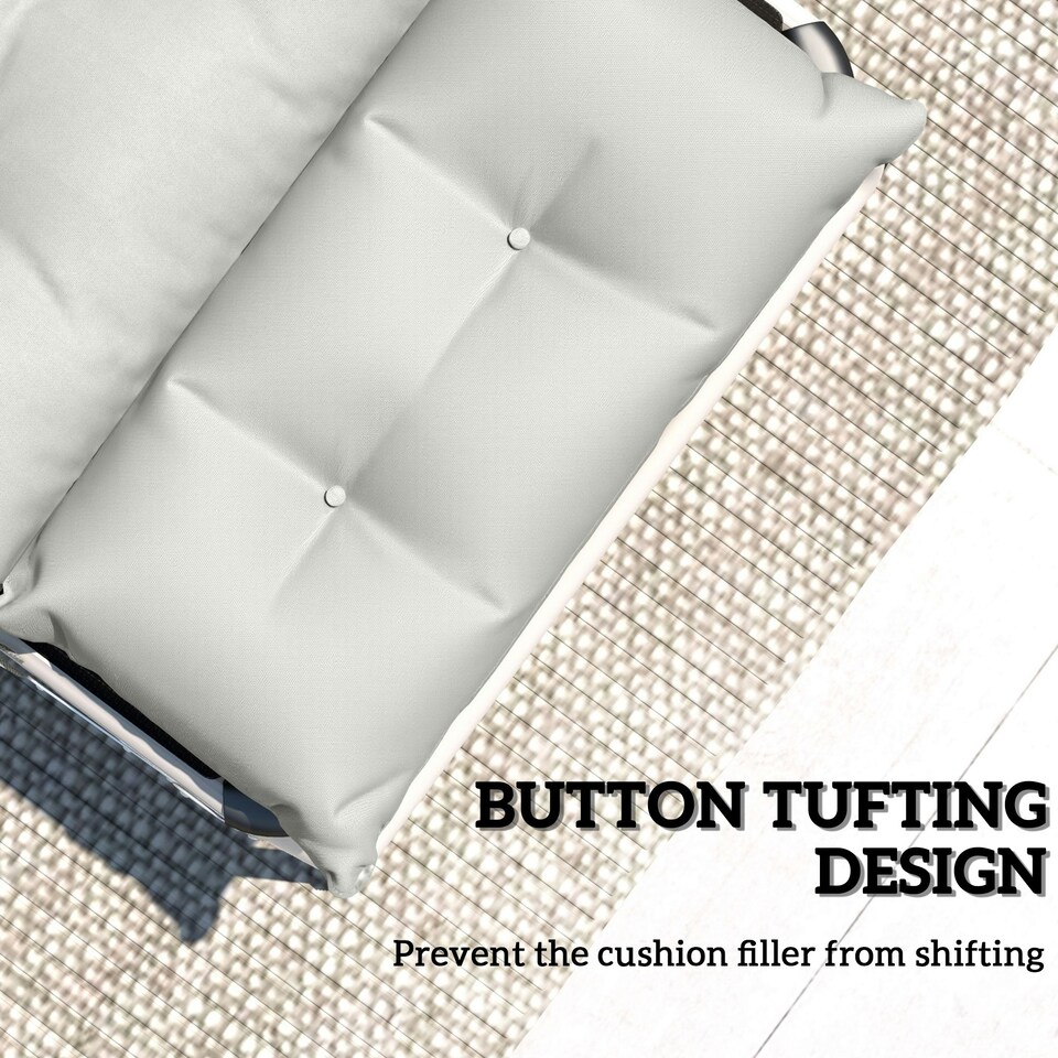 image 1 of Outsunny Garden Lounge Chair Cushions Set of 2, 220gsm Fabric 