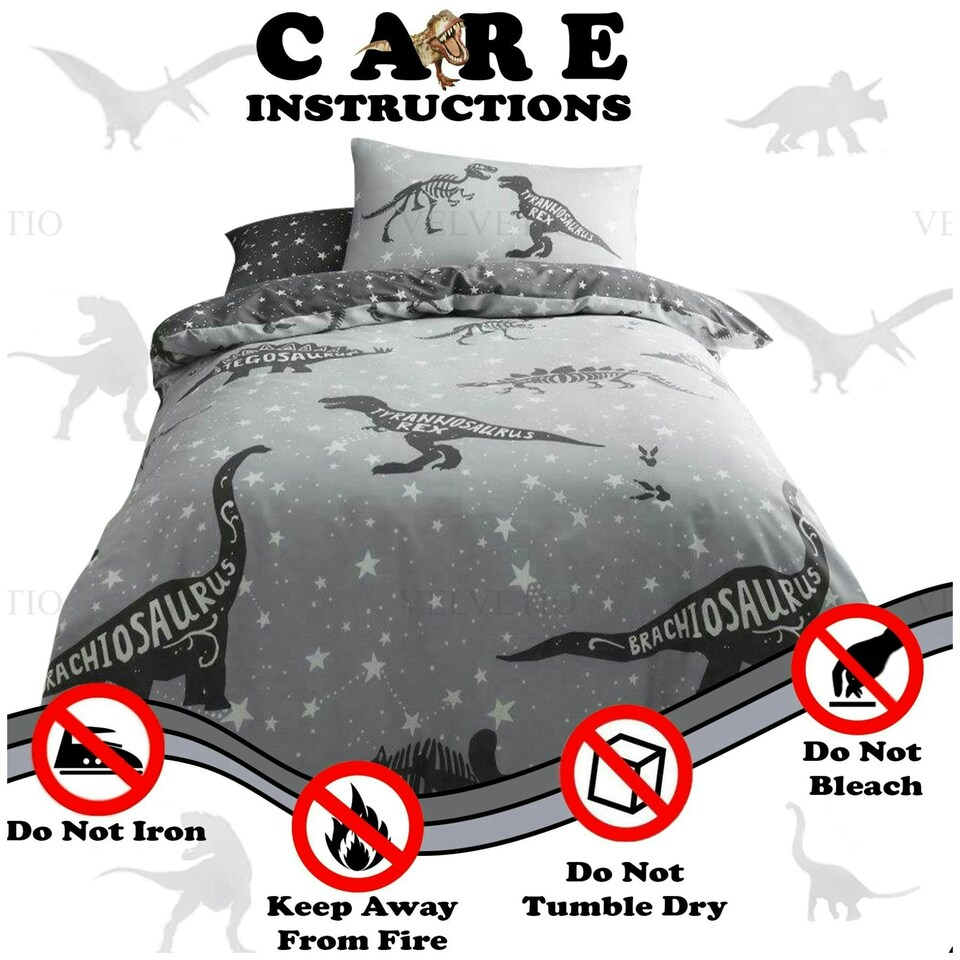 image 1 of VELVETIO Space T-Rex Duvet Cover Set Reversible Soft Polycotton Kids Beddings