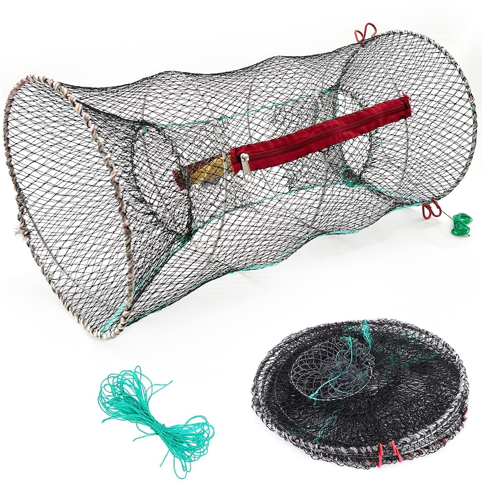image 1 of Crab Trap Nets Fishing Pot Basket for Crab, Prawn, Shrimp, Lobster & Eel