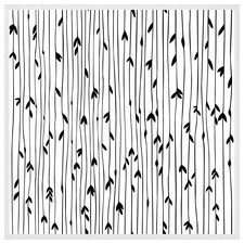 Sketchy leaves scattered on hand drawn lines on white background (Picture Frame) White | S