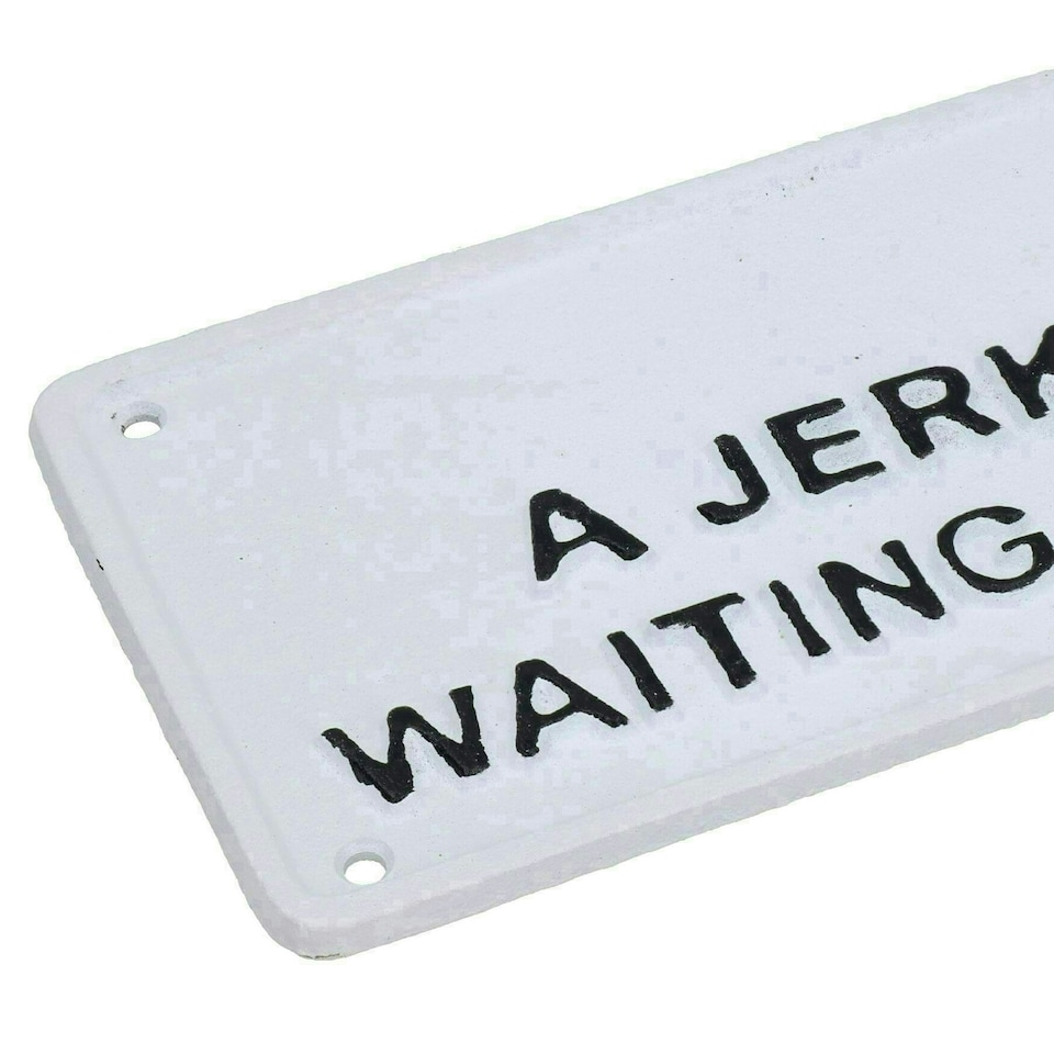 image 1 of Fishing Jerk On One End Of Line Sign Plaque Cast Iron Garden Wall Door House