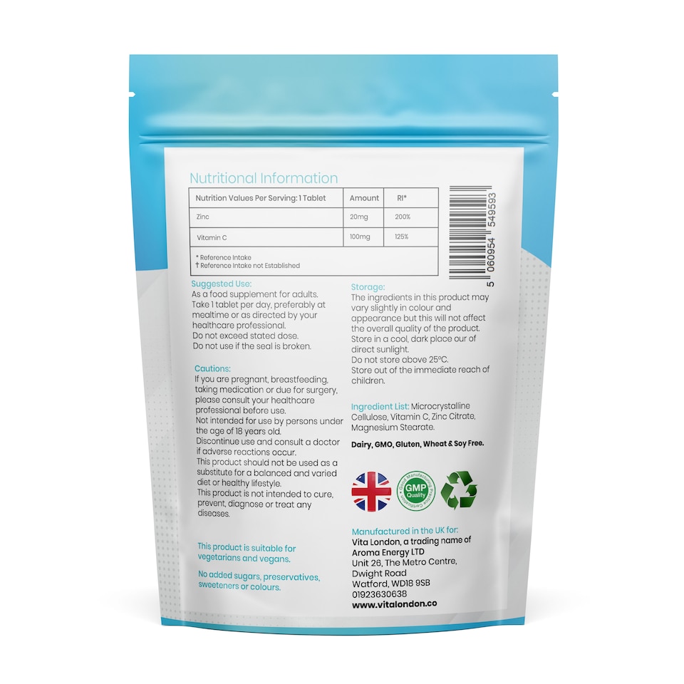 image 1 of Vitamin C & Zinc Tablets - 120mg - 120 Tablets