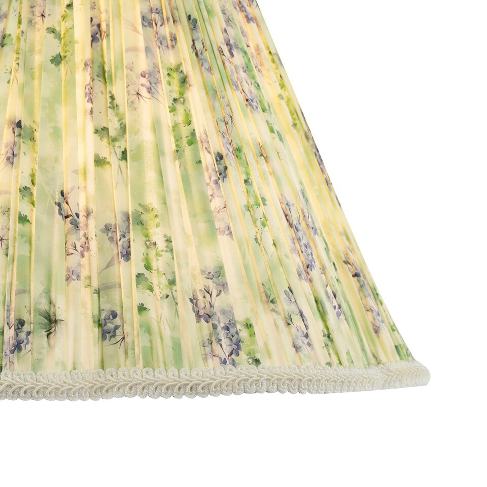 image 1 of Green and Blue Floral Victorian Scallop Shade with Embroidered Trims Green